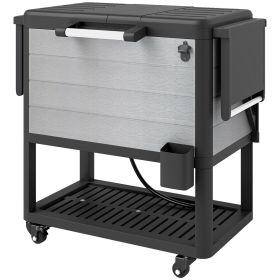 Outsunny 104 Quart Large Capacity Outdoor Cooler Cart, Patio Rolling Ice Chest with Bottle Opener Shelves Wheels, Gray Outsunny 104 Quart Large Capacity Outdoor Cooler Cart, Patio Rolling Ice Chest with Bottle Opener Shelves Wheels, Gray